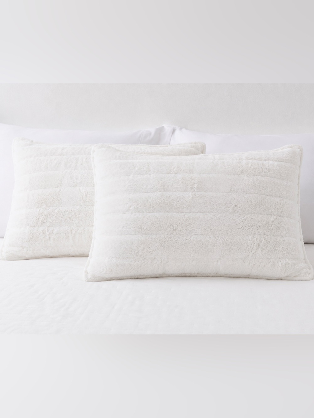 White Faux Fur Standard Pillow Shams Set of 2